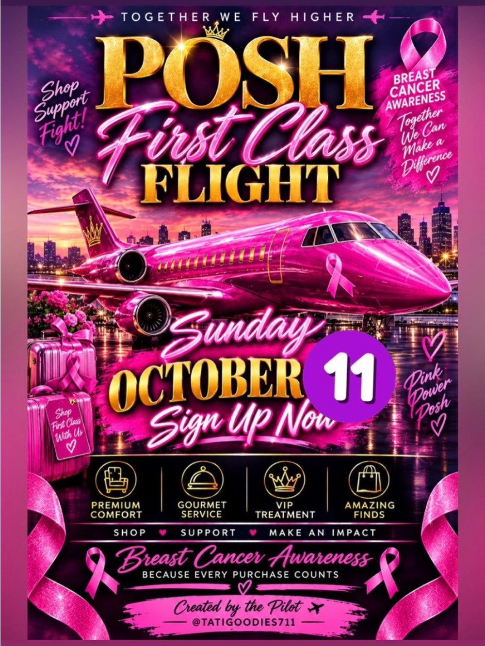 💜miyhero NEXT SHOW 10/11 @ 9amPST. ✈️FIRST CLASS FLIGHT💕Breast Cancer Awareness - Picture 3 of 17